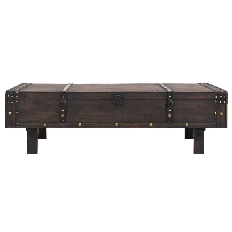 Table basse forme coffre design rusitque vintage 120 x 55 x 35 cm contreplaqué marron DEC039092