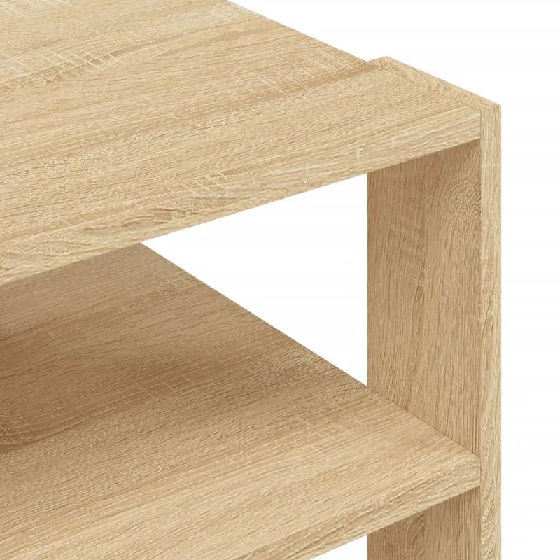 Table basse 3 niveaux design intemporel 59,5 x 59,5 x 40 cm bois d'ingénierie couleur chêne DEC038969