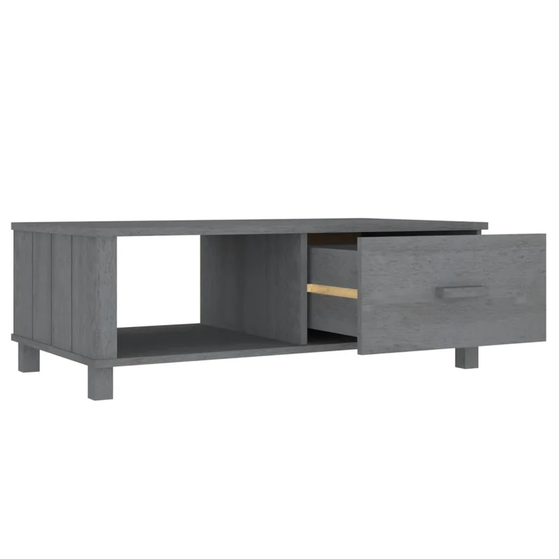 Table basse avec tiroir et d'un compartiment design moderne 100 x 55 x 35 cm bois massif de pin MDF gris DEC039423