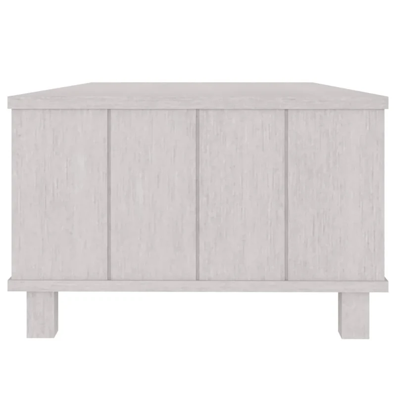 Table basse tiroir et compartiment design moderne 100 x 55 x 35 cm bois massif de pin et MDF blanc DEC039421