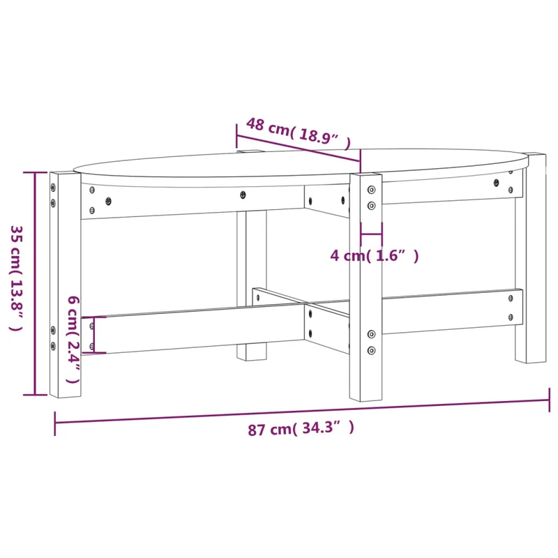 Table basse simple 87 x 48 x 35 cm bois massif de pin gris DEC039209