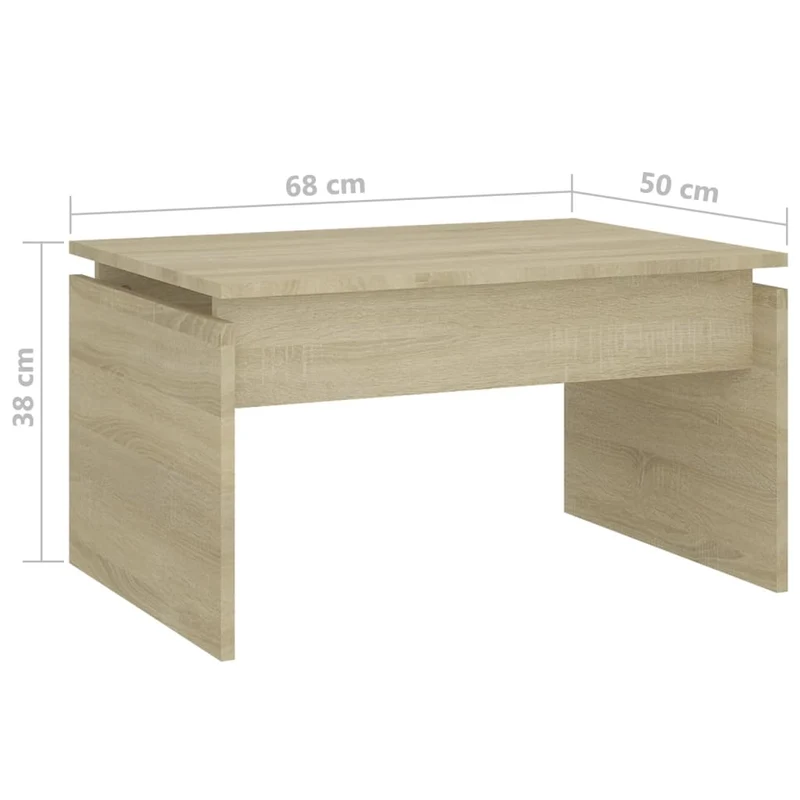 Table basse design intemporel 68 x 50 x 38 cm bois d'ingénierie couleur chêne DEC038983