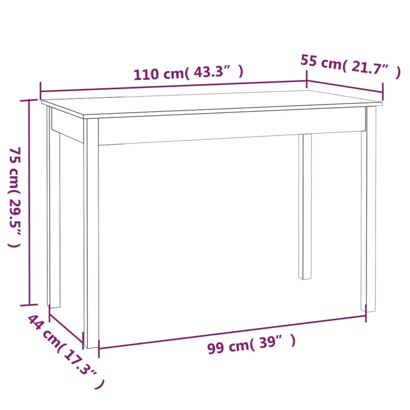 Table de salle à manger table d'appoint design simple 110 x 55 x 75 cm bois massif de pin blanc DEC036758