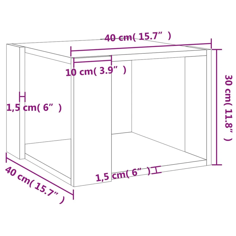 Table basse forme carré design simple 40 x 40 x 30 cm bois d'ingénierie couleur chêne DEC038929