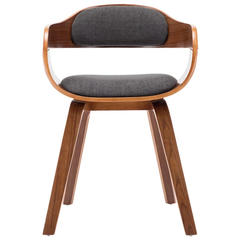 Chaise de salle à manger design chic en tissu gris foncé et bois courbé CDS020041
