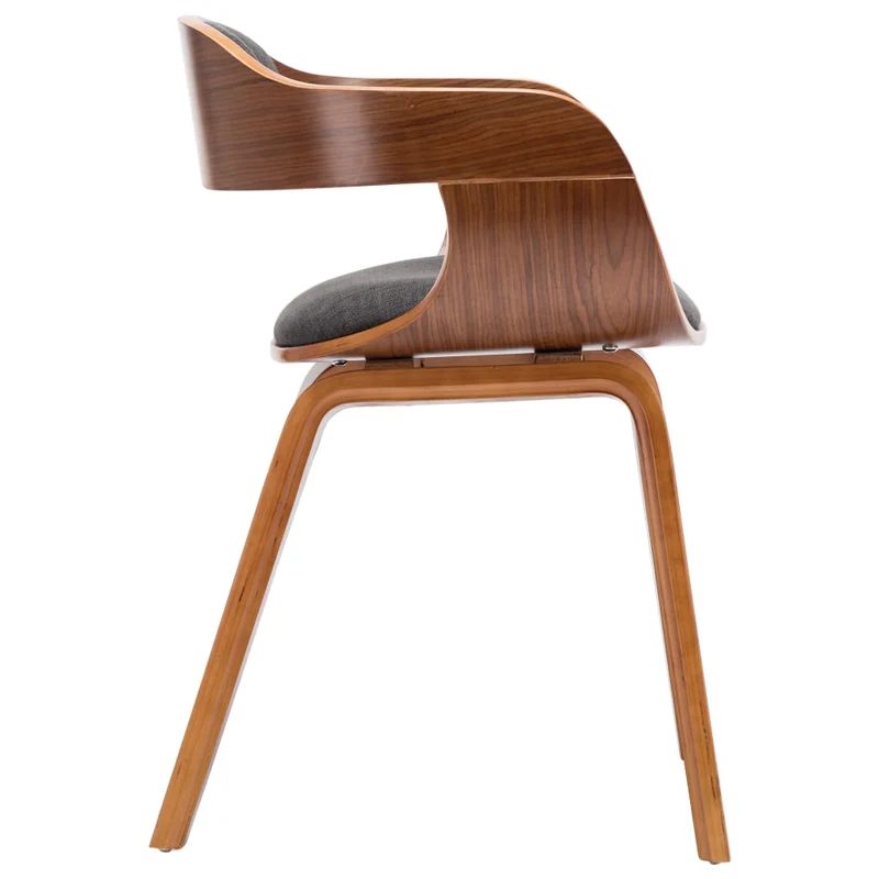 Chaise de salle à manger design chic en tissu gris foncé et bois courbé CDS020041