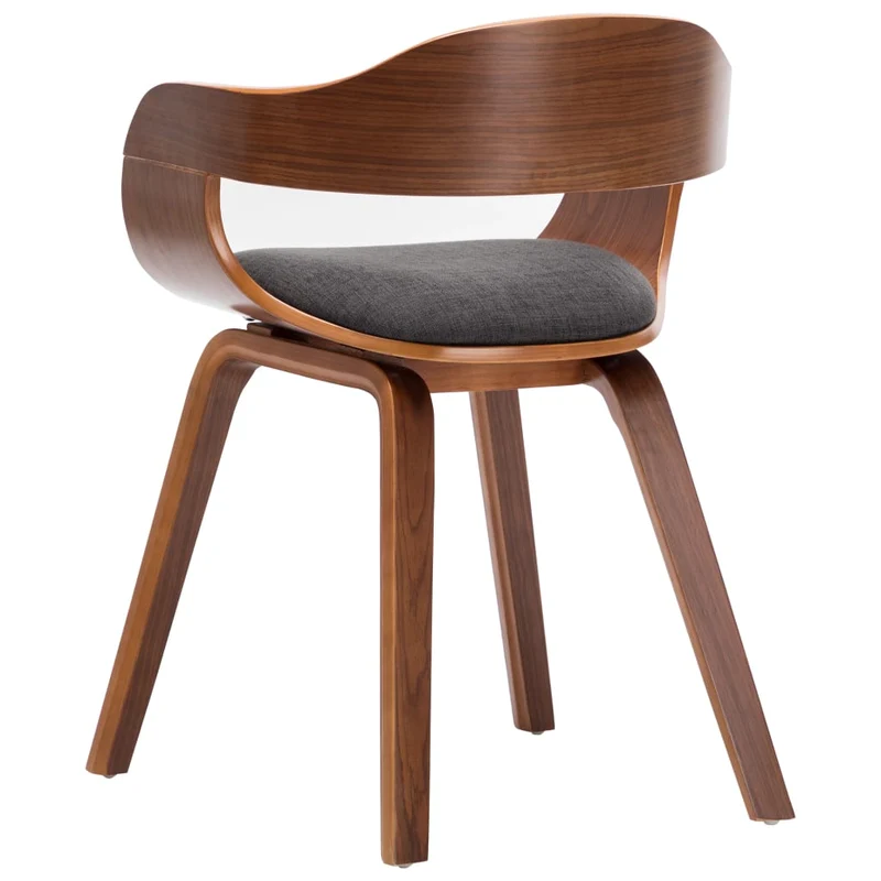 Chaise de salle à manger design chic en tissu gris foncé et bois courbé CDS020041
