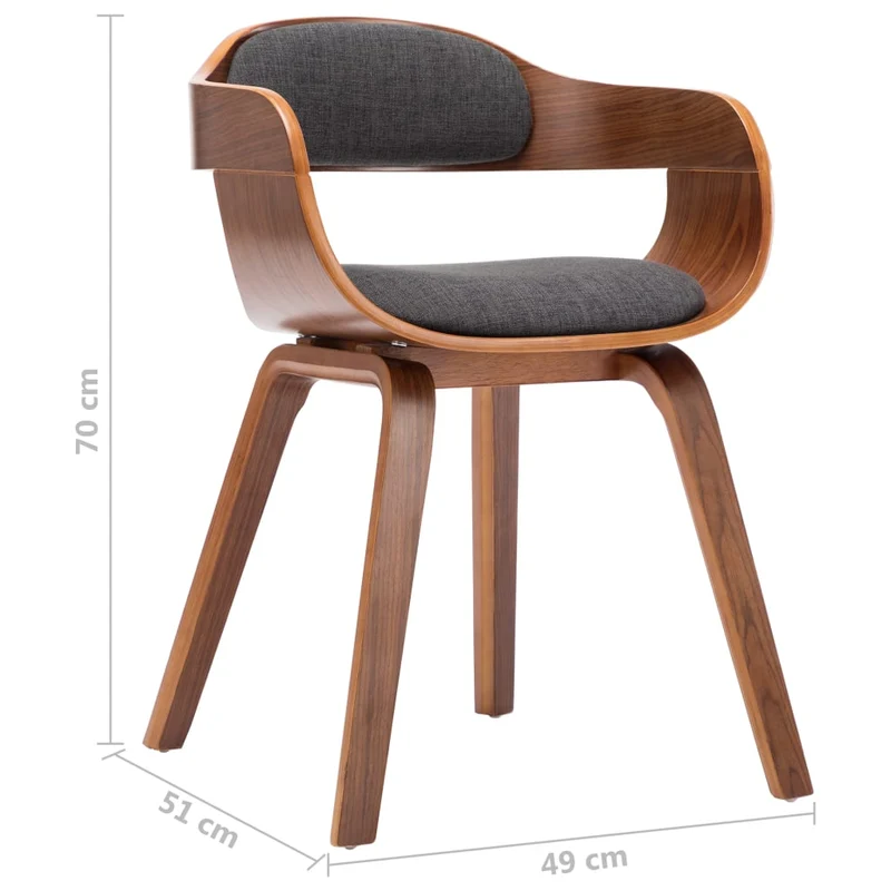 Chaise de salle à manger design chic en tissu gris foncé et bois courbé CDS020041