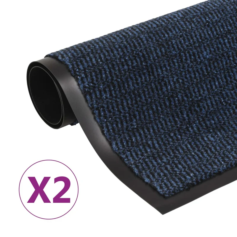 Lot de 2 paillassons rectangulaires 80 x 120 cm Bleu DEC023164