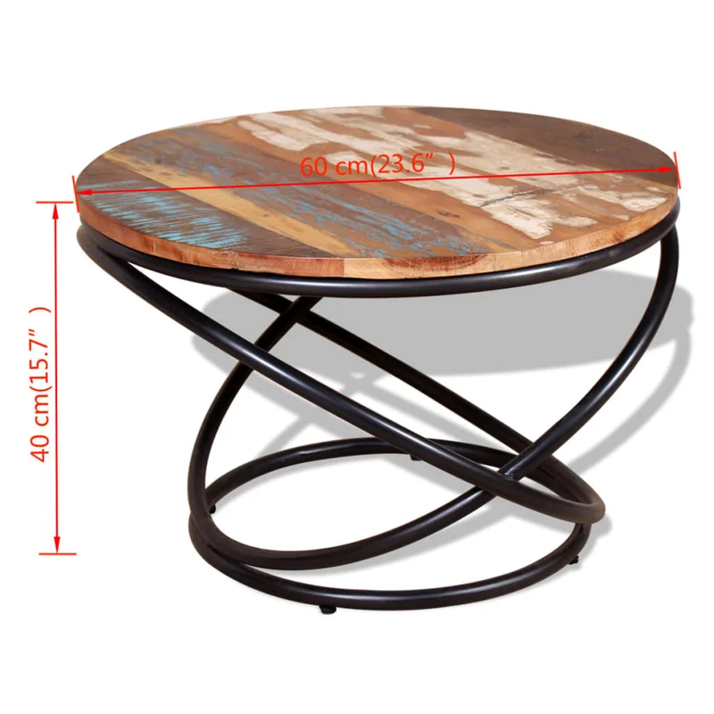 Table basse design industriel bois de récupération coloré et fer 60 x 60 x 40 cm DEC038250