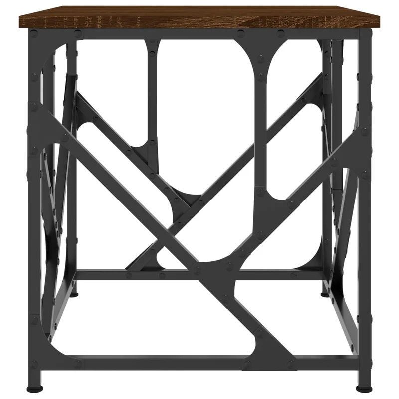 Table basse design industriel 45 x 45 x 47,5 cm bois d'ingénierie marron et métal DEC038664
