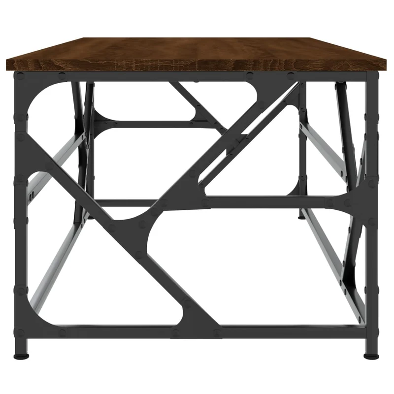 Table basse design industriel 100 x 50 x 40 cm bois d'ingénierie marron et métal DEC038584