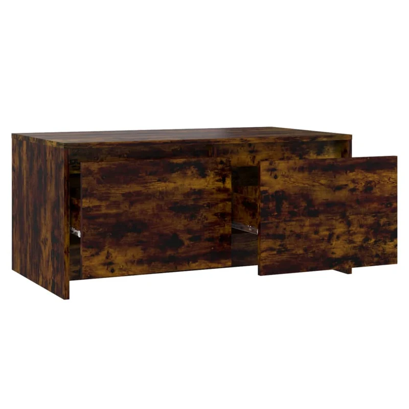 Table basse avec deux tiroirs design rustique 90 x 50 x 41,5 cm bois d'ingénierie marron DEC038547