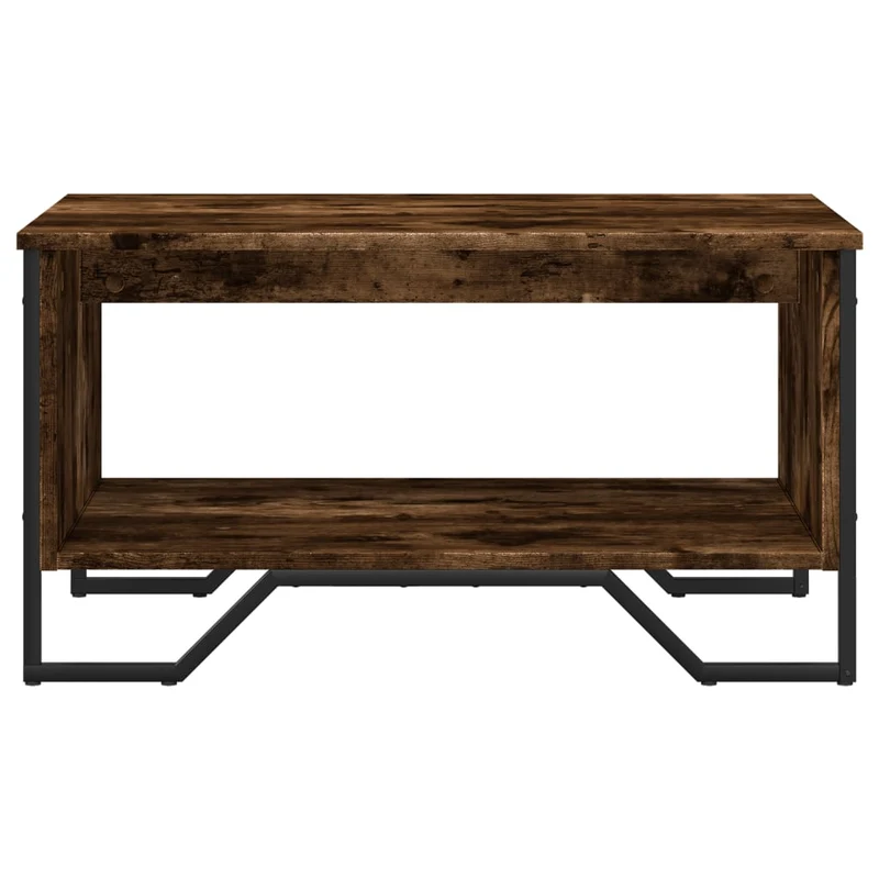 Table basse design rustique 75 x 51 x 40 cm bois d'ingénierie marron et métal DEC038471