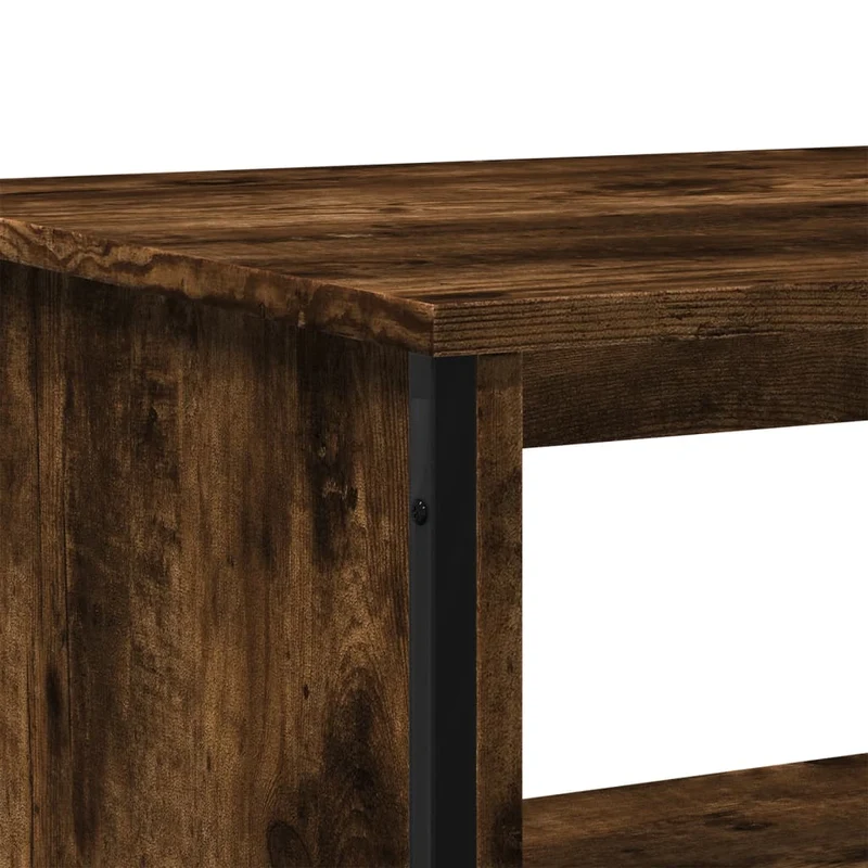 Table basse design rustique 75 x 51 x 40 cm bois d'ingénierie marron et métal DEC038471