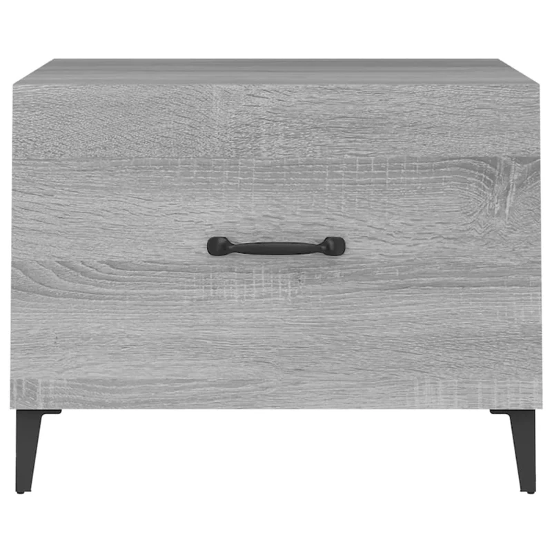 Table basse de salon avec tiroir design moderne avec pieds en métal 50 x 50 x 40 cm bois d'ingénierie gris DEC037720