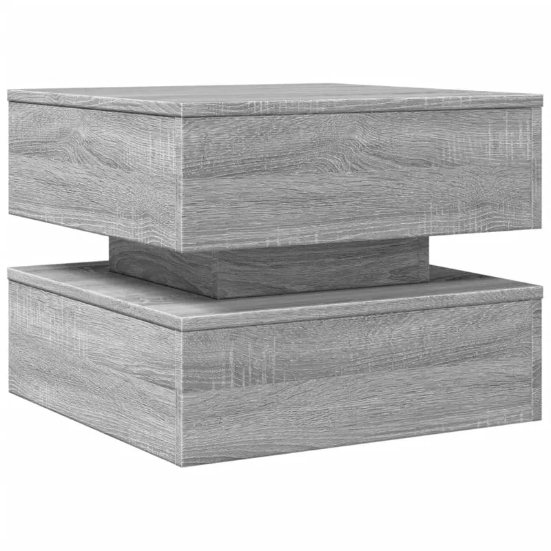 Table basse de salon design moderne avec lumières LED 50 x 50 x 40 cm gris DEC037690