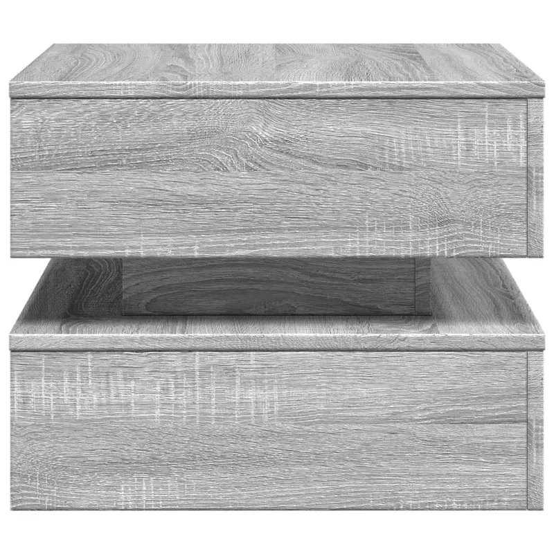 Table basse de salon design moderne avec lumières LED 50 x 50 x 40 cm gris DEC037690