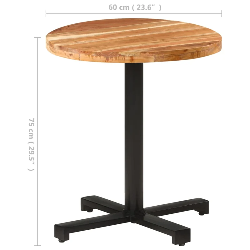 Table d'appoint auxiliaire forme ronde ø70 x 75 cm bois d'acacia et fer DEC036584