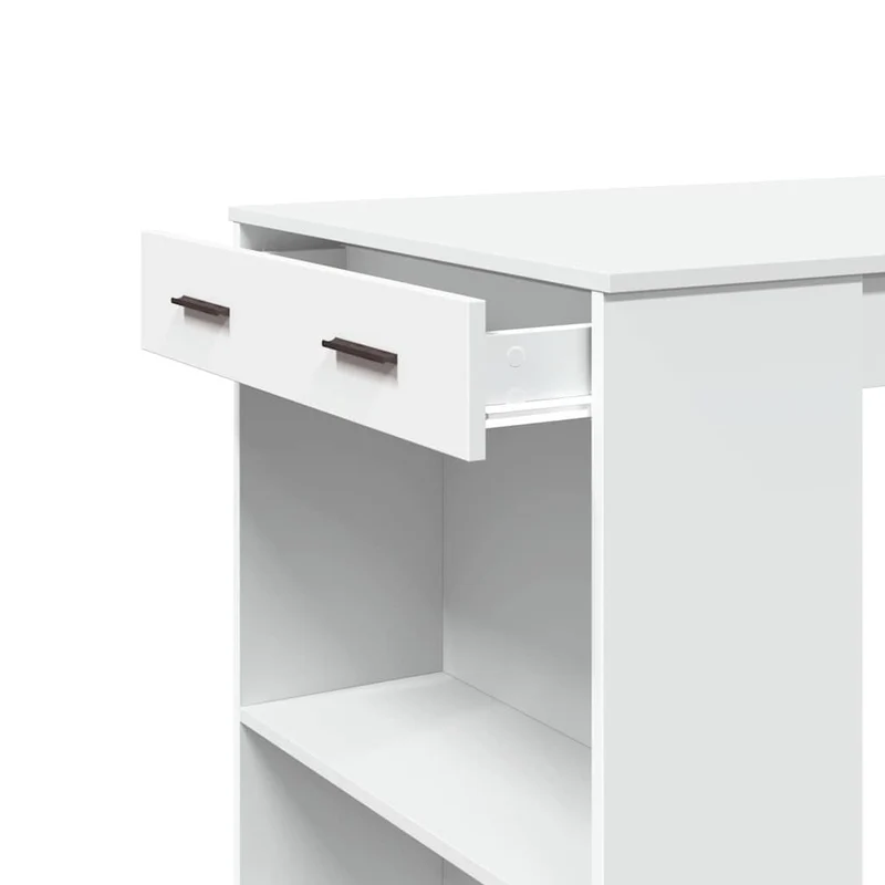 Table d’appoint multifonction avec 2 étagères et 1 tiroir 102 x 70 x 103,5 cm bois d'ingénierie blanc DEC036404