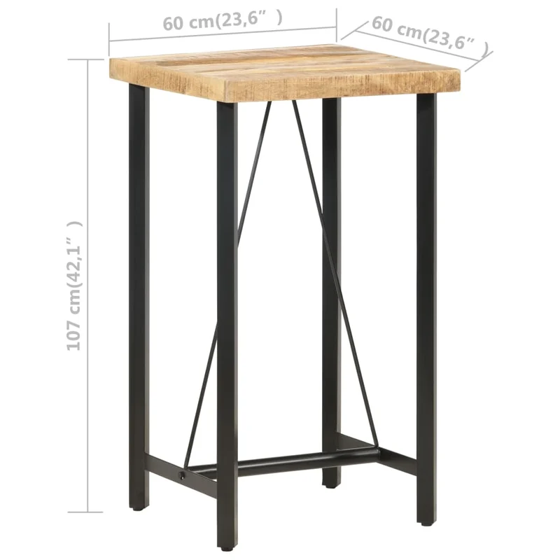 Table d’appoint multifonction table haute 60 x 60 x 107 cm bois de manguier et fer DEC036323