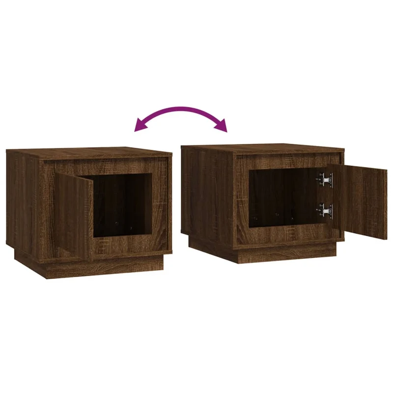 Table basse avec compartiment avec porte design rustique 51 x 50 x 44 cm bois d'ingénierie marron DEC038687