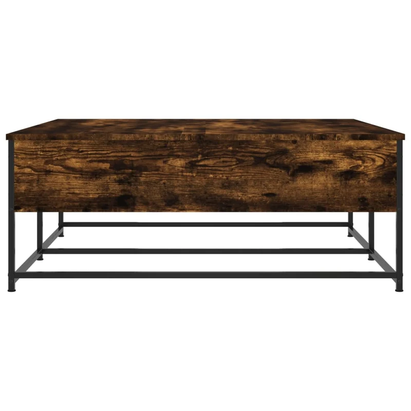 Table basse avec 2 tiroirs design industriel 100 x 99 x 40 cm bois d'ingénierie marron et métal DEC038351