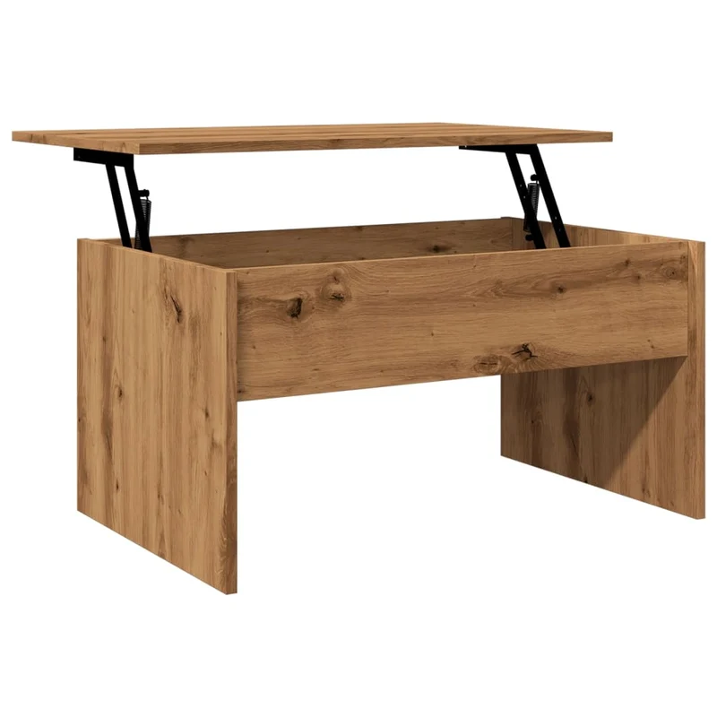 Table basse plateau relevable design rustique 80 x 50,5 x 41,5 cm bois d'ingénierie marron DEC038295