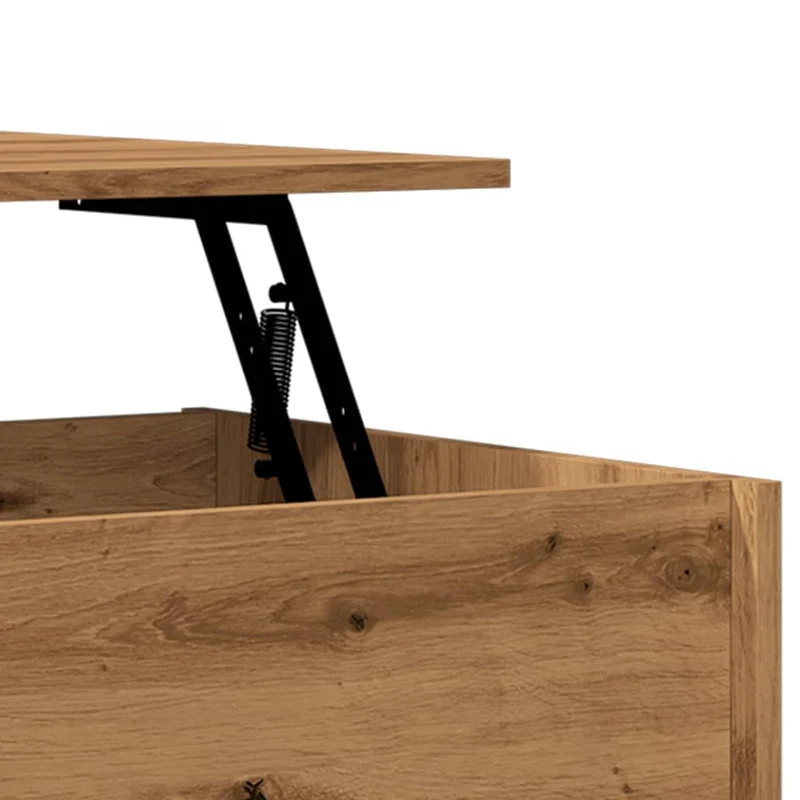 Table basse plateau relevable design rustique 80 x 50,5 x 41,5 cm bois d'ingénierie marron DEC038295