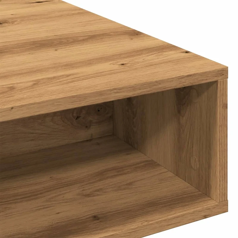 Table basse 3 compartiments design rustique 105 x 55 x 32 cm bois d'ingénierie couleur chêne DEC038293