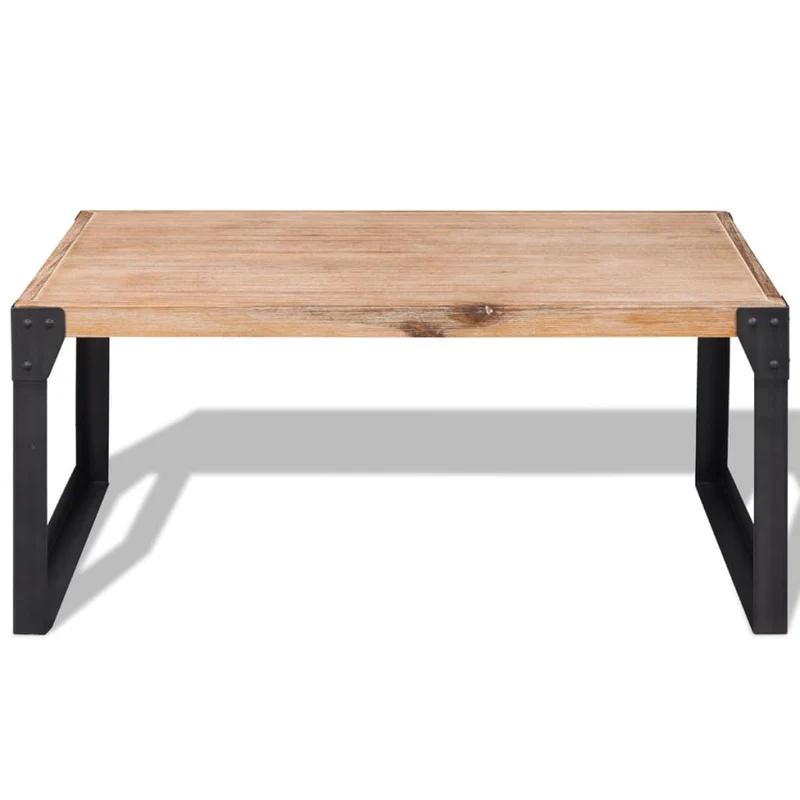 Table basse design industriel en bois d'acacia massif et acier 100 x 60 x 45 cm DEC038216