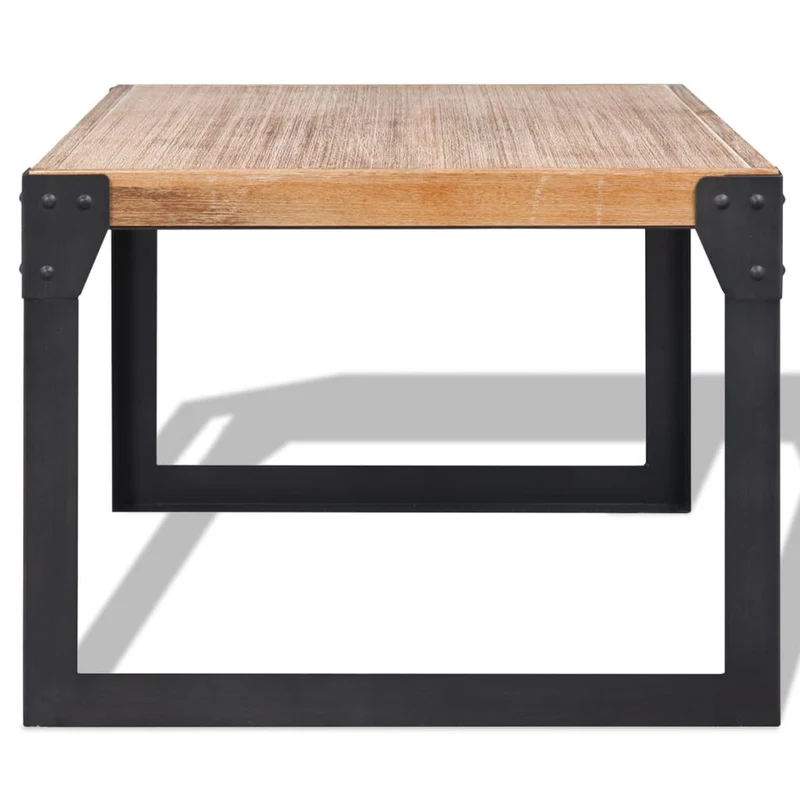 Table basse design industriel en bois d'acacia massif et acier 100 x 60 x 45 cm DEC038216
