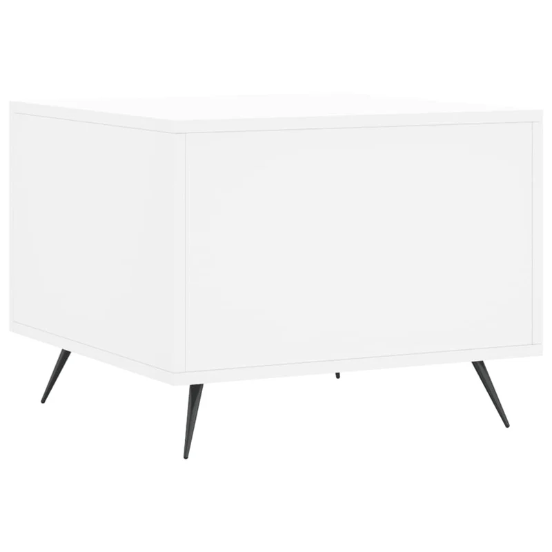 Table basse avec tiroir design moderne et contemporaine 50 x 50 x 40 cm bois d'ingénierie blanc et fer DEC037882