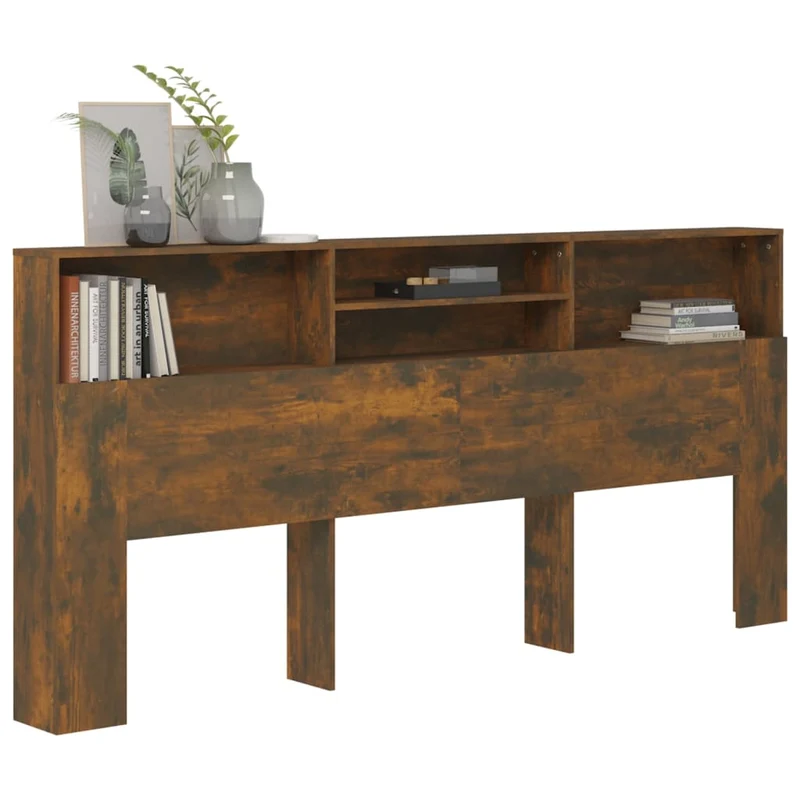 Tête de lit avec rangement accessoire de lit table de chevet étagère 220 x 19 x 103,5 cm MDF marron TDL0200069
