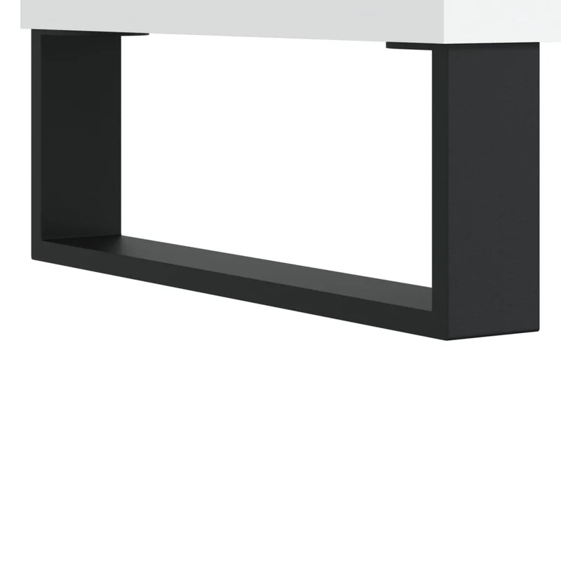 Table basse design moderne et contemporaine 90 x 50 x 36,5 cm bois d'ingénierie blanc et métal DEC038003