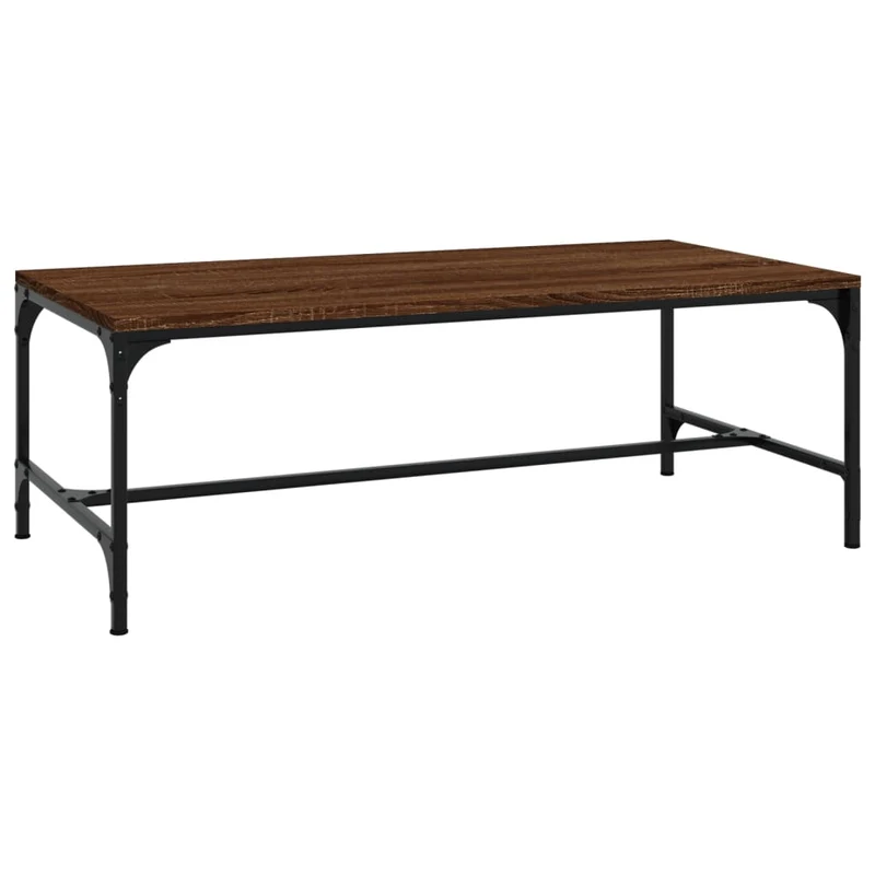 Table basse de salon design industriel 100 x 50 x 35 cm bois d'ingénierie marron et acier DEC038580