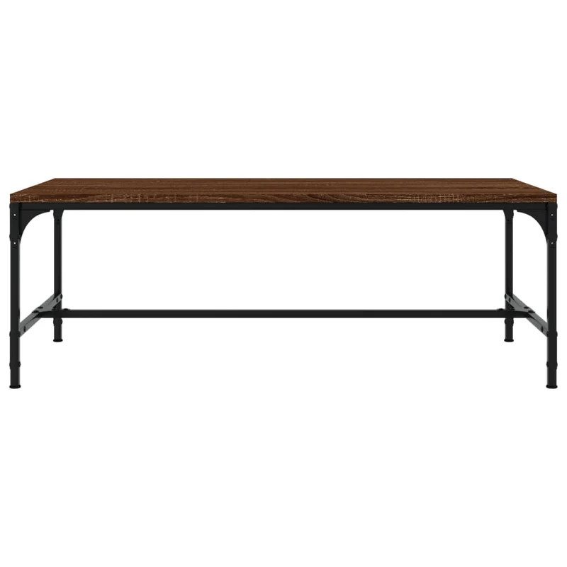 Table basse de salon design industriel 100 x 50 x 35 cm bois d'ingénierie marron et acier DEC038580