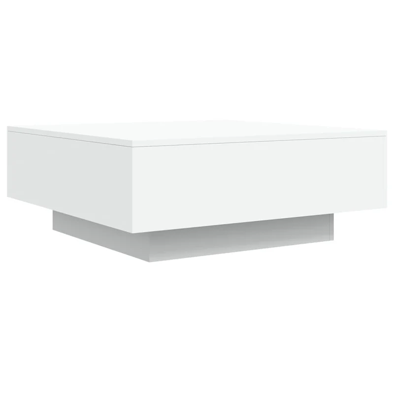 Table basse design moderne et contemporaine 80 x 80 x 31 cm bois d'ingénierie blanc DEC037967