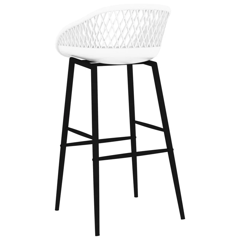 Tabourets de bar x4 chaises haute aspect de maille en PP blanc et métal DEC029410