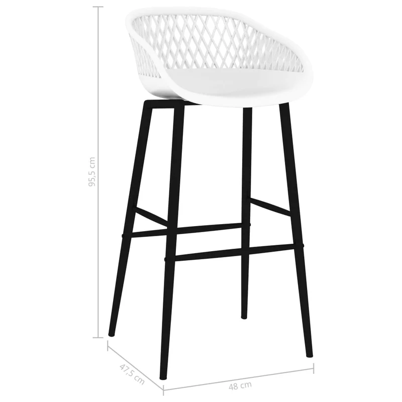 Tabourets de bar x4 chaises haute aspect de maille en PP blanc et métal DEC029410