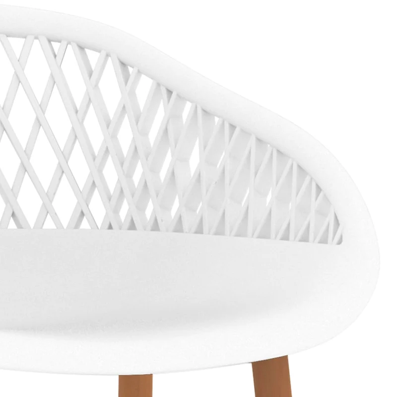 Lot de 4 tabourets de bar chaises hautes aspect de maille en PP blanc et bois DEC029906