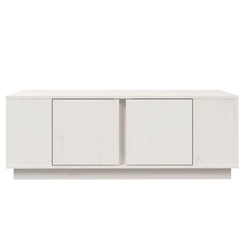 Table basse de salon avec compartiment avec porte design moderne 110 x 50 x 40 cm bois massif de pin blanc DEC037847