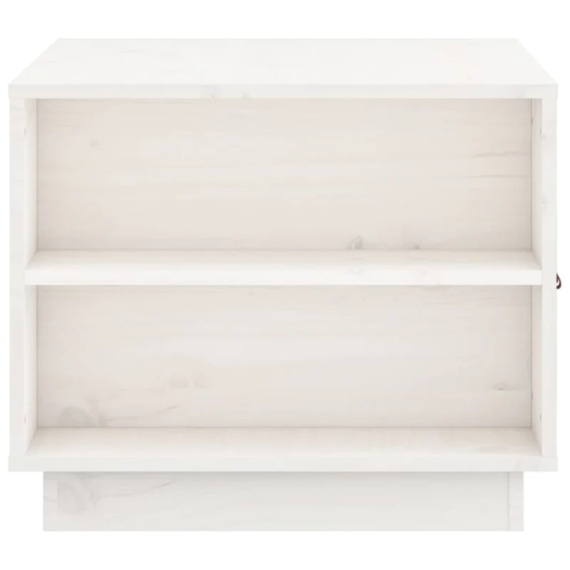 Table basse de salon avec compartiment avec porte design moderne 100 x 50 x 41 cm bois massif de pin blanc DEC037790