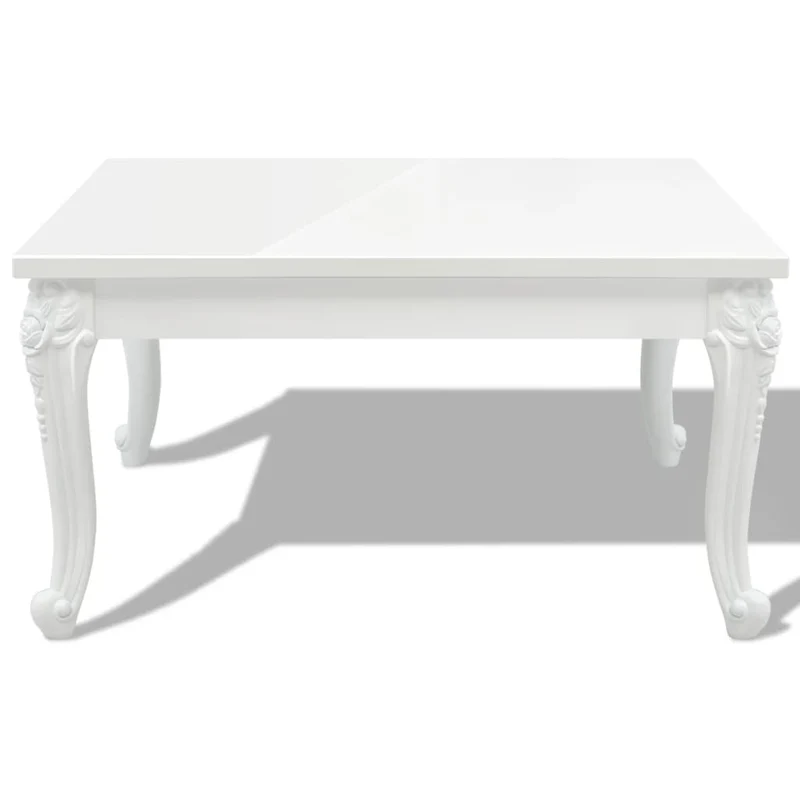 Table basse de salon forme carré design classique 80 x 80 x 42 cm MDF blanc brillant DEC037200