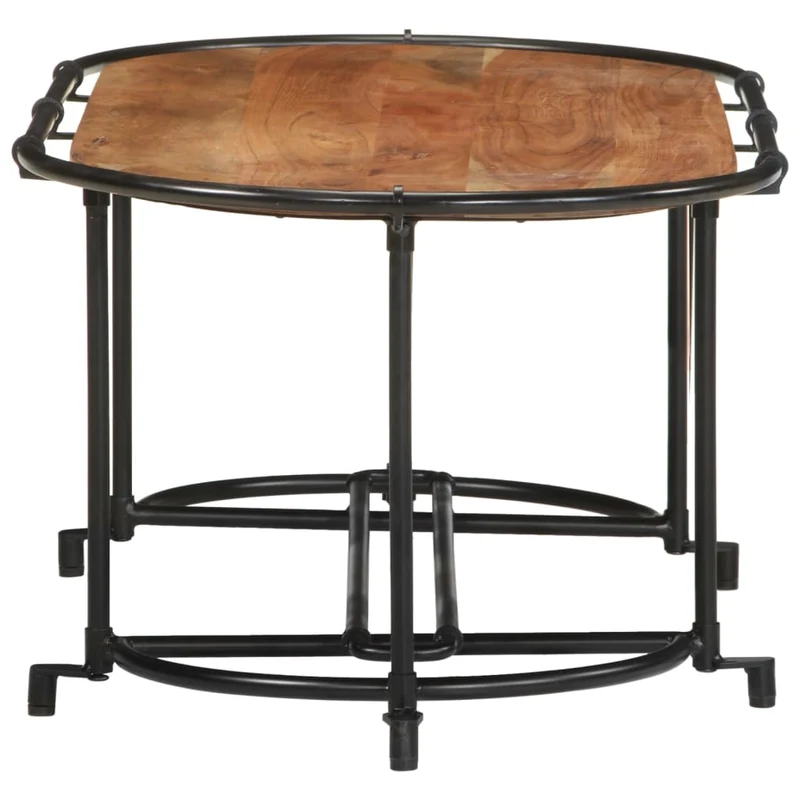 Table basse de salon design industriel 110 x 55 x 40 cm bois massif d'acacia marron et fer DEC036998
