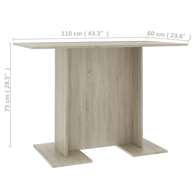 Table de salle à manger design moderne 110 x 60 x 75 cm aggloméré couleur chêne DEC036637