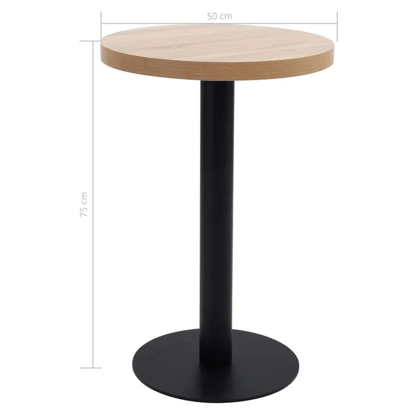Table d'appoint auxiliaire table de bar hauteur 75 cm diamètre 50 cm MDF et acier noir DEC036559