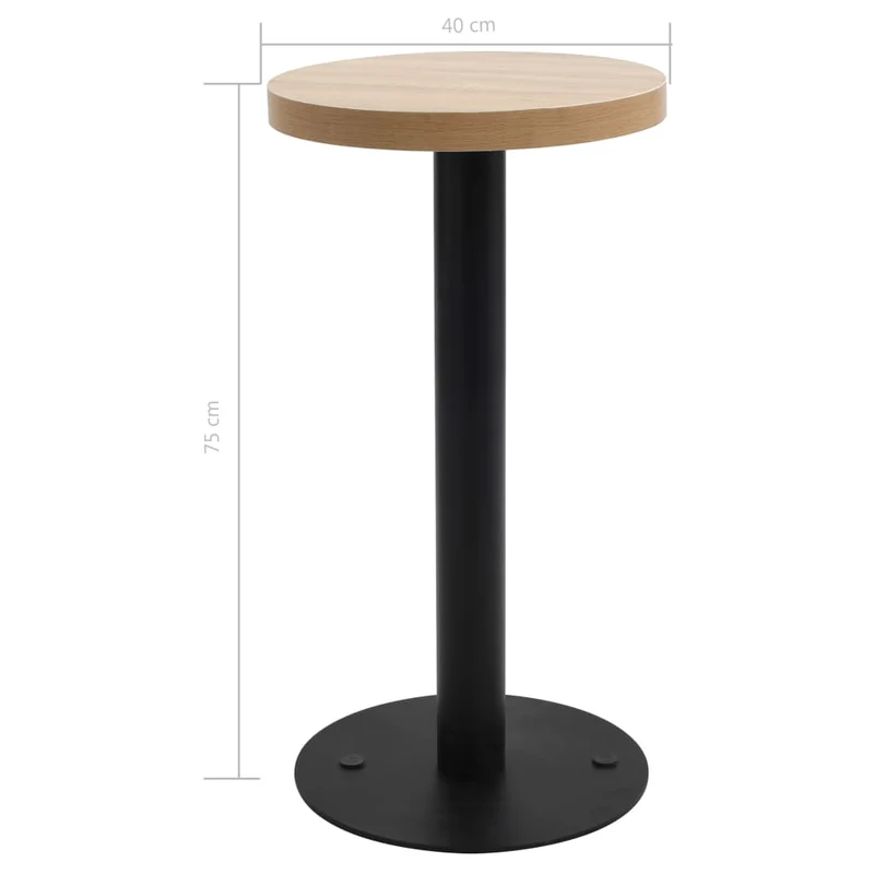 Table d'appoint auxiliaire table de bistro bar hauteur 75 cm diamètre 40 cm MDF et acier DEC036558
