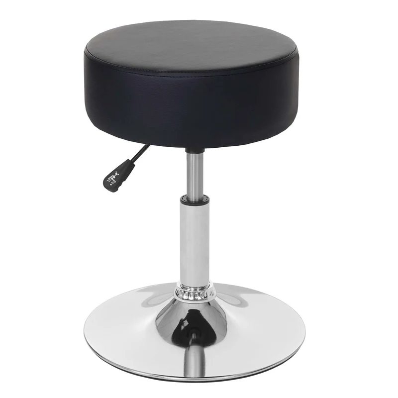 Lot de 2 tabourets siège pivotant réglable en hauteur Ø 35cm en PVC noir 04_0005218