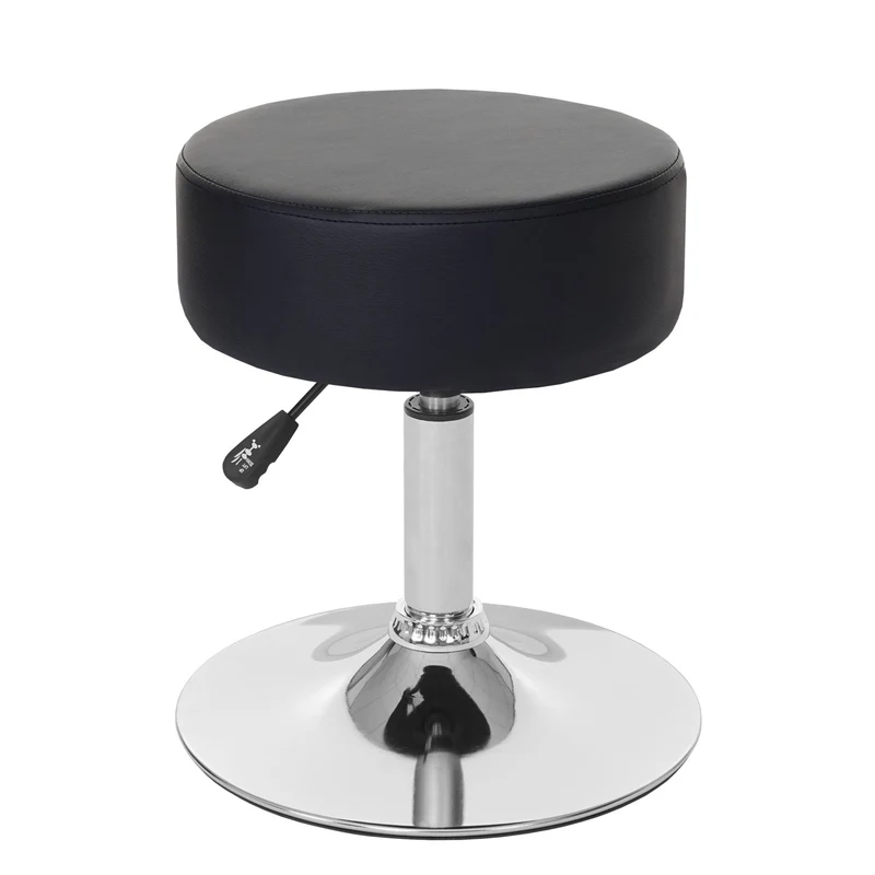 Lot de 2 tabourets siège pivotant réglable en hauteur Ø 35cm en PVC noir 04_0005218